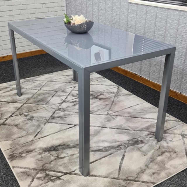 Kosy Koala 6 Seater Grey Glass Dining Table - image 1