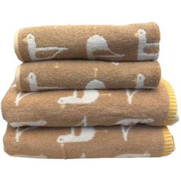 Bellissimo Sea Gull Turkish Cotton Beige Hand and Bath Towels Set of 4