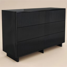 SOLACE+CO Velmor Black 6 Drawer Ribbed Chest of Drawers - thumbnail 2
