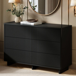 SOLACE+CO Velmor Black 6 Drawer Ribbed Chest of Drawers - thumbnail 1