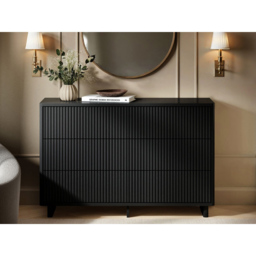 SOLACE+CO Velmor Black 6 Drawer Ribbed Chest of Drawers - thumbnail 4