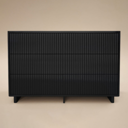 SOLACE+CO Velmor Black 6 Drawer Ribbed Chest of Drawers - thumbnail 3