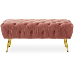 Premier Housewares Tamra Dusty Pink Velvet Bench with Gold Legs - thumbnail 3