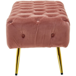 Premier Housewares Tamra Dusty Pink Velvet Bench with Gold Legs - thumbnail 2