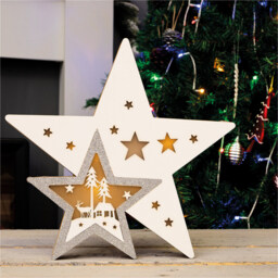St Helens Light Up Wooden Christmas Star