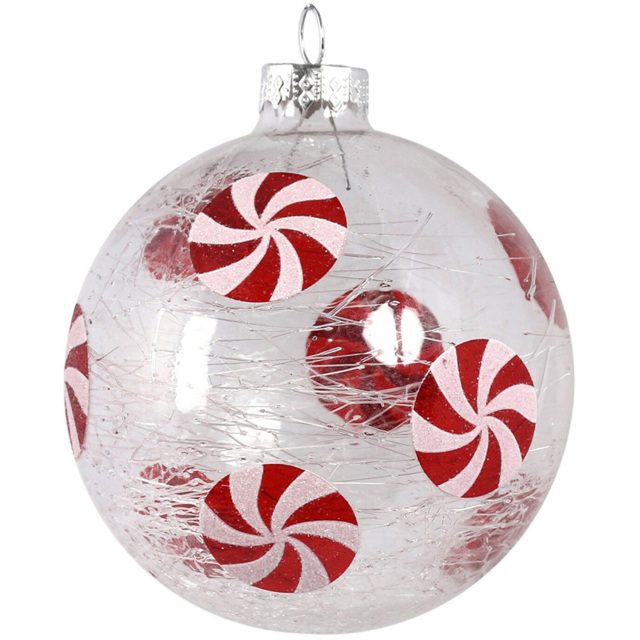 Candy Cane Sugar Clear Spun Bauble