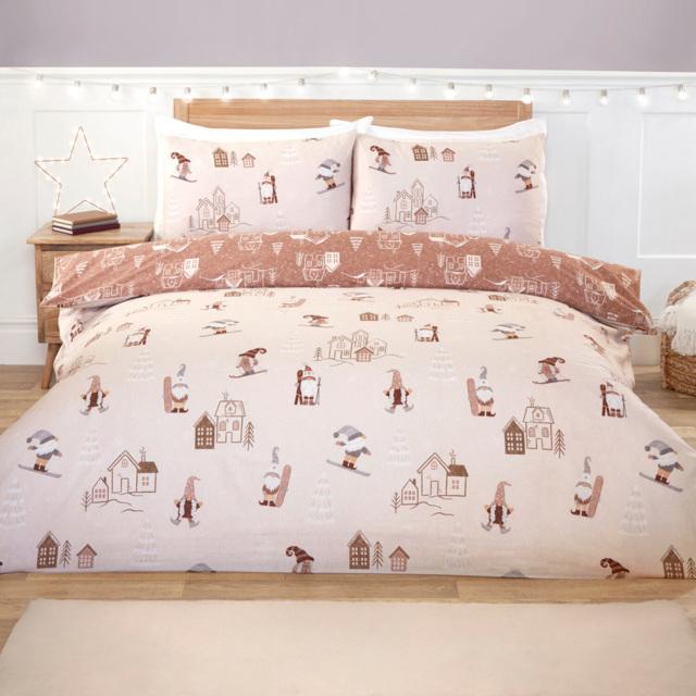 Natural King Size Chalet Gonks Christmas Duvet Set - image 1