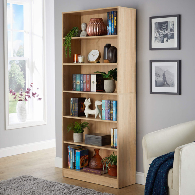 Home Source Clara 6 Drawer Oak Bookcase - image 1