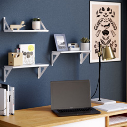 Homebase White Mini Shelf with White Brackets 3 Pack - thumbnail 2