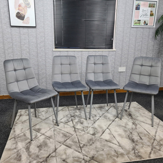 Denver Grey Velvet Dining Chair Set of 4 - image 1