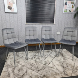 Denver Grey Velvet Dining Chair Set of 4