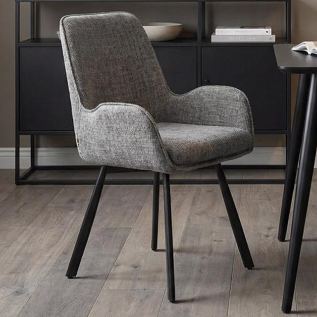 FWStyle Amelia Carver Grey Chenille Upholstered Swivel Dining Chair Set of 2 - image 1
