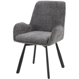 FWStyle Amelia Carver Grey Chenille Upholstered Swivel Dining Chair Set of 2 - thumbnail 2