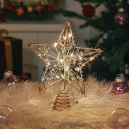 Living and Home Modern Metal Pre-Lit Star Christmas Tree Topper - thumbnail 2