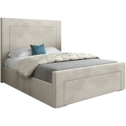 Lucca Silver Small Double Velvet Upholstered Bed Frame with High Headboard - thumbnail 2