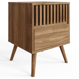 GFW Rowan Oak 2 Drawer Slatted Bedside Table - thumbnail 2