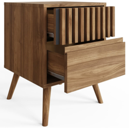 GFW Rowan Oak 2 Drawer Slatted Bedside Table - thumbnail 3