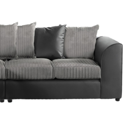 Luxor 4 Seater Black and Grey Jumbo Cord Long Sofa with Scatter Back - thumbnail 4