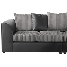 Luxor 4 Seater Black and Grey Jumbo Cord Long Sofa with Scatter Back - thumbnail 3