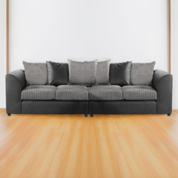 Luxor 4 Seater Black and Grey Jumbo Cord Long Sofa with Scatter Back - thumbnail 1
