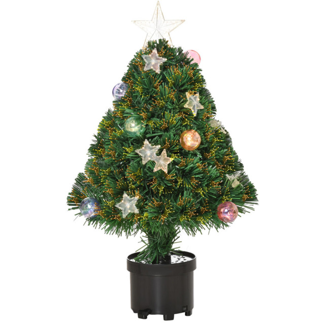 StarBright Fibre Optic LED Green Tabletop Artificial Christmas Tree in Pot 2ft - image 1