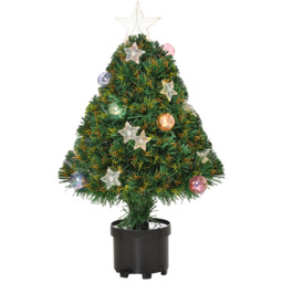 StarBright Fibre Optic LED Green Tabletop Artificial Christmas Tree in Pot 2ft - thumbnail 1