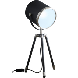 Kliving Dagon Black Shade Satin Nickel Tripod Table Lamp - thumbnail 1