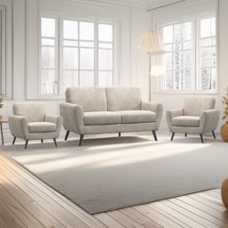 Matlock Linen Boucle Fabric 4 Seater Sofa Suite