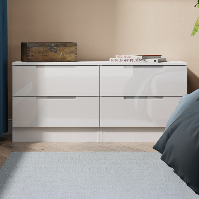 Crowndale Milan White Gloss and White 4 Drawer Bed Box Ready Assembled - image 1
