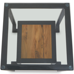 Premier Housewares Cibo Single Shelf Square Clear Glass Top Side Table with Black Metal Frame - thumbnail 3