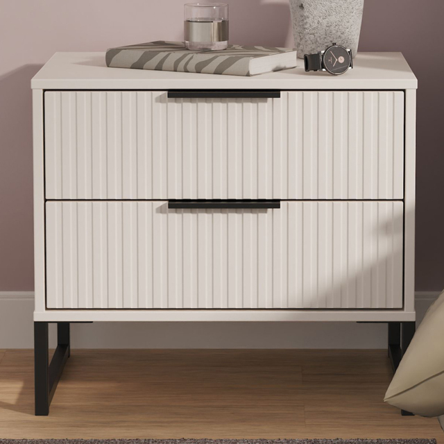 Crowndale Fluted 2 Drawer Kashmir Matt Side Table Ready Assembled - image 1