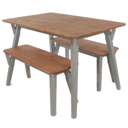 Core Products Corona 4 Seater Grey Rectangular Medium Dining Bench Set - thumbnail 2