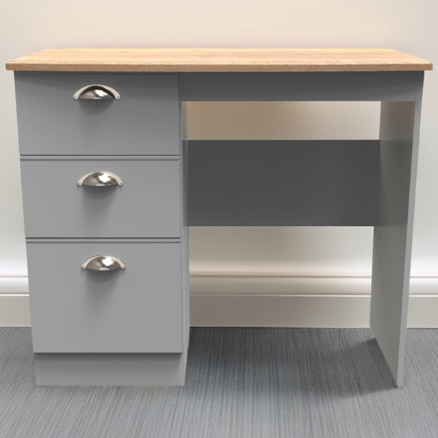 Crowndale Victoria Dusk Grey and Oak 3 Drawer Vanity Desk - image 1