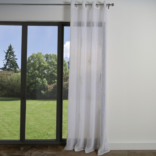 Divante Fern Embroidered Voile Eyelet Curtain White 140 x 240cm - image 1