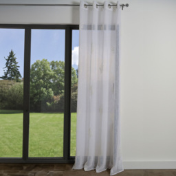Divante Fern Embroidered Voile Eyelet Curtain White 140 x 240cm - thumbnail 1
