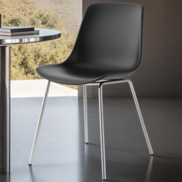 tectake Mave Black and Chrome Ergonomic High Backrest Dining Chair Set of 4
