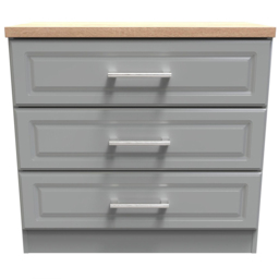 Crowndale Kent Dusk Grey and Bardolino Oak 3 Drawer Chest of Drawers Ready Assembled - thumbnail 2