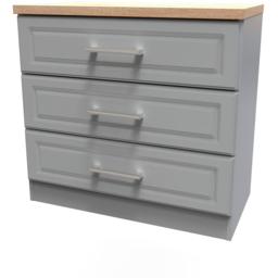 Crowndale Kent Dusk Grey and Bardolino Oak 3 Drawer Chest of Drawers Ready Assembled - thumbnail 4