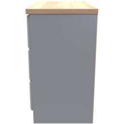 Crowndale Kent Dusk Grey and Bardolino Oak 3 Drawer Chest of Drawers Ready Assembled - thumbnail 3