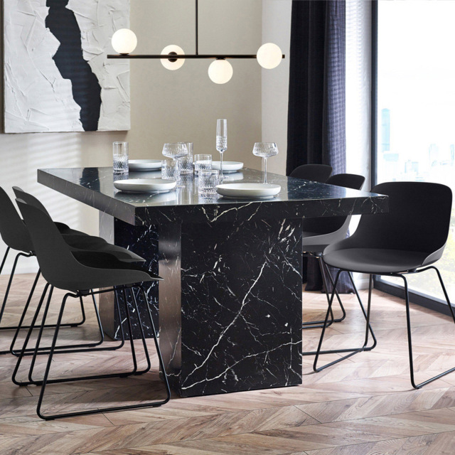 Julian Bowen Rome 6 Seater Marble Effect Dining Table Black - image 1