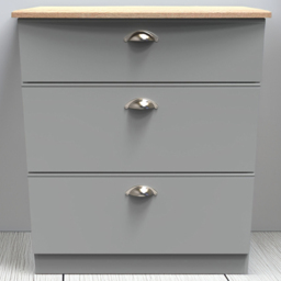 Crowndale Victoria Dusk Grey and Oak 3 Drawer Deep Chest of Drawers - thumbnail 1