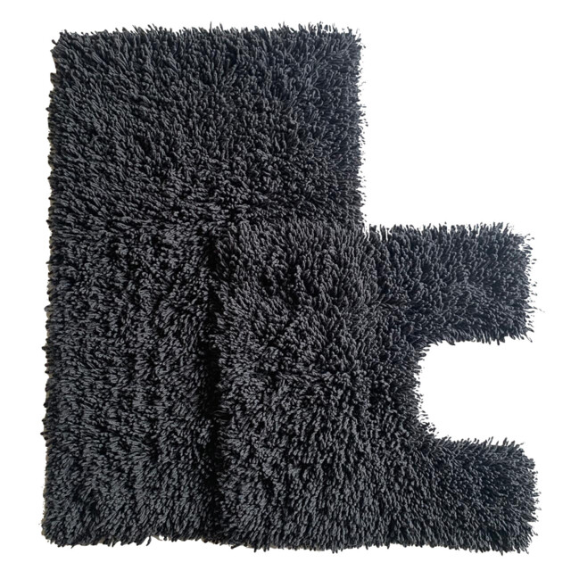 Charcoal Luxurious Twist Bath and Pedestal Mat Set