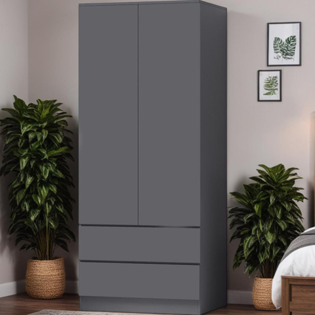 FWStyle Stora 2 Door 2 Drawer Matt Grey Wardrobe - image 1