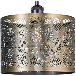 Happy Homewares Antique Brass Metal Fern Leaf Ceiling Pendant Shade