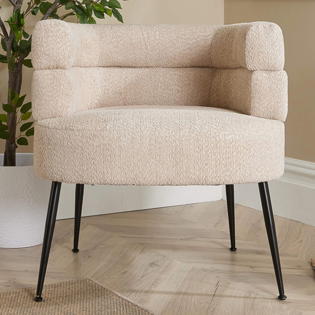 Home Source Natural Barrel Boucle Teddy Fur Accent Chair - image 1