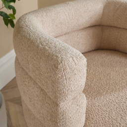 Home Source Natural Barrel Boucle Teddy Fur Accent Chair - thumbnail 3