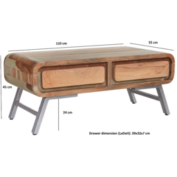 Brooklyn 2 Drawer Hardwood Coffee Table - thumbnail 3