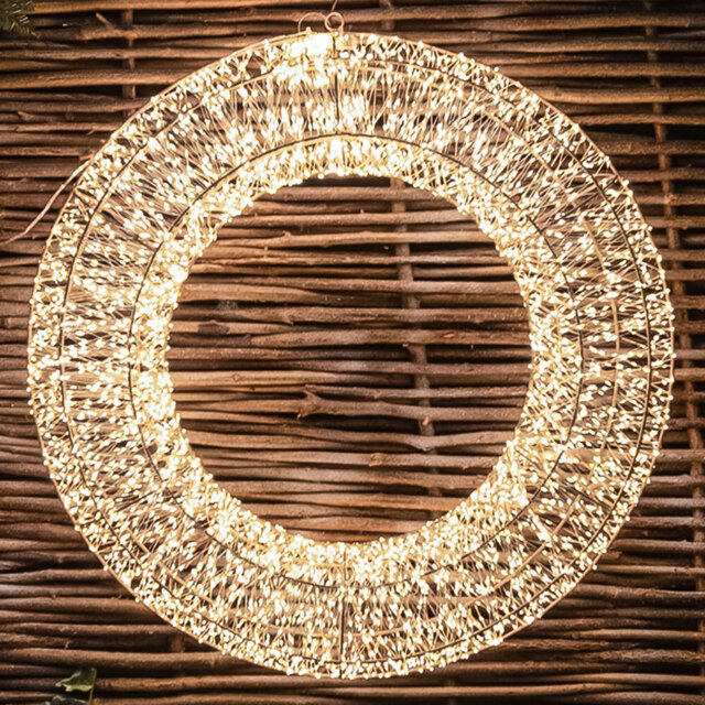 The Christmas Centre 10000 Warm White Micro LED Gold Light-Up Wreath 2.9ft - image 1
