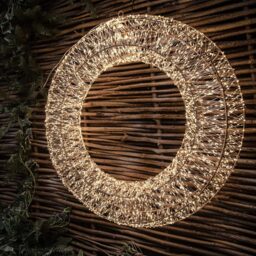 The Christmas Centre 10000 Warm White Micro LED Gold Light-Up Wreath 2.9ft - thumbnail 3
