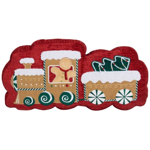 Red Gingerbread Train Cushion - image 1